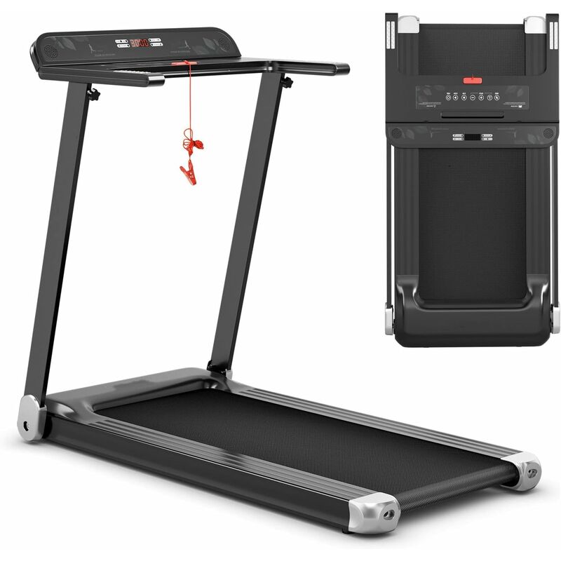 GOPLUS Klappbares Laufband, elektrisches Laufband mit 12 voreingestellten Programmen, App-Steuerung, Bluetooth-Lautsprecher, LED-Monitor und