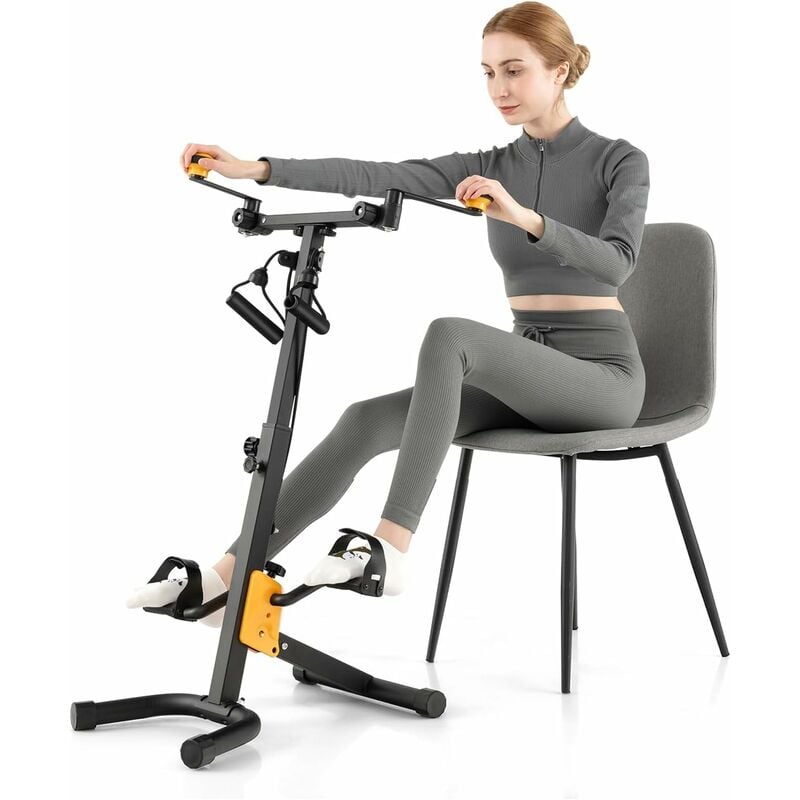 GOPLUS Pedaltrainer Senioren, Bewegungstrainer Arm- und Beintrainer mit Handgriff & Widerstand, Ergometer Heimtrainer höhen- und längenverstellbar,