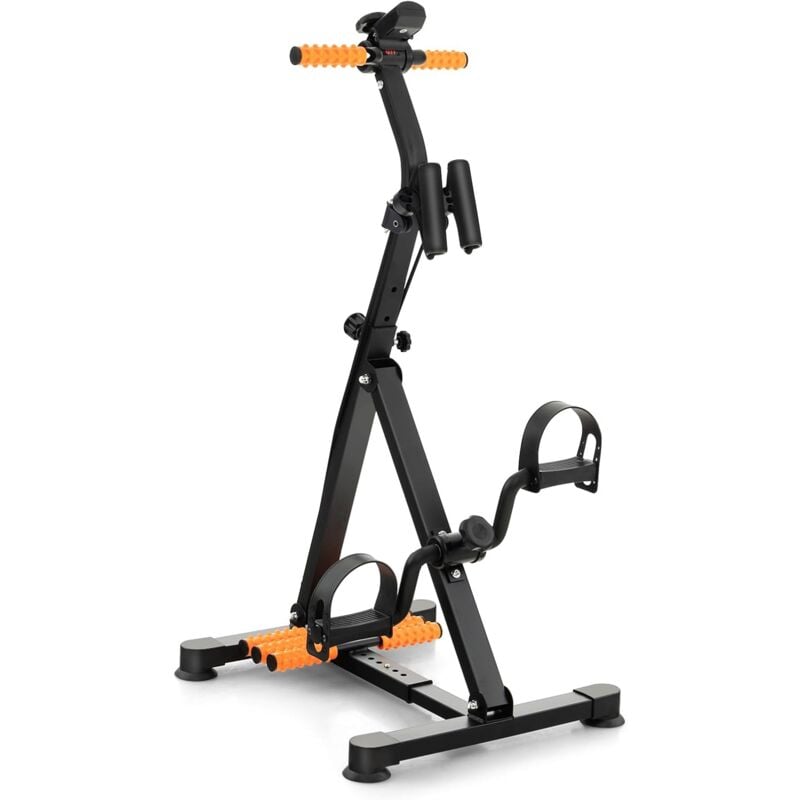 Pedaltrainer Senioren, Bewegungstrainer Arm- und Beintrainer mitmit lcd Display, Ergometer Heimtrainer höhen- und längenverstellbar mit Massage, 45 x