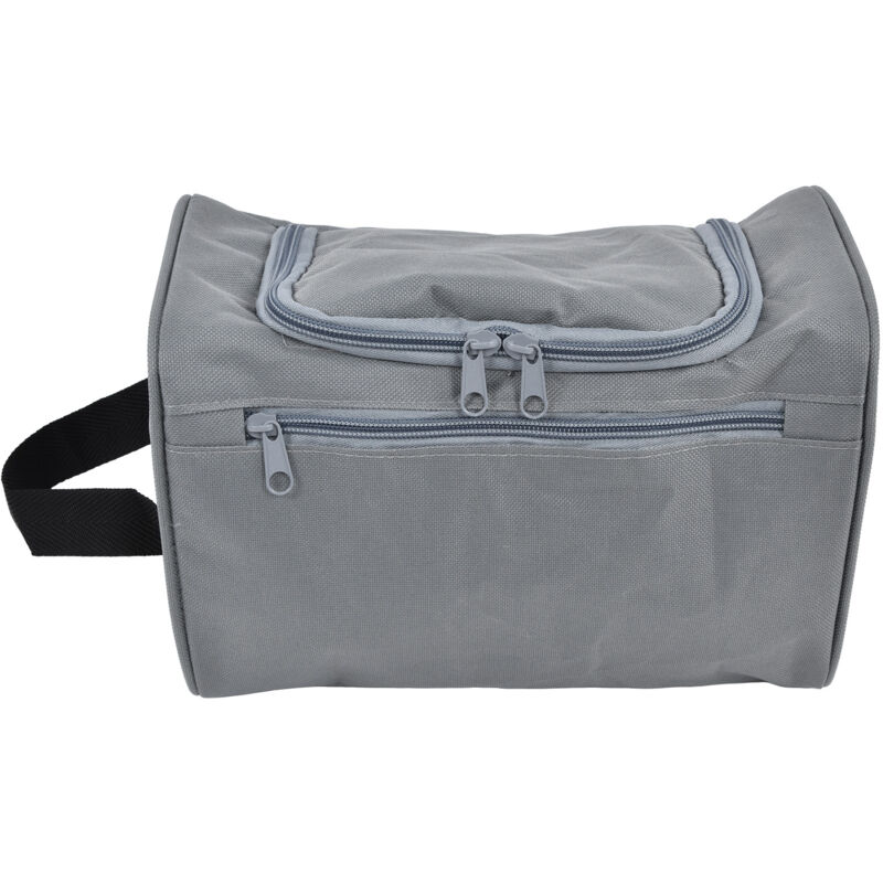 Graue, multifunktionale Reisetasche für Kosmetik mit Reißverschluss und Haken
