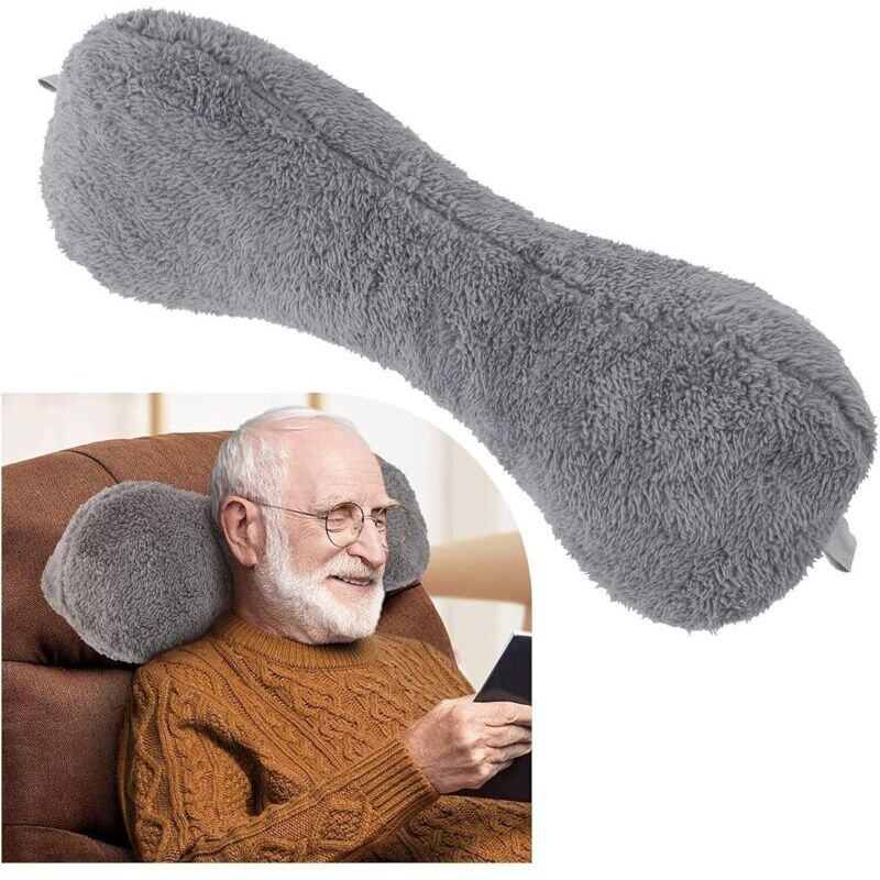 Graues verstellbares Kopfstützenkissen, Kopfkissen für Relaxsessel, Kopfkissen für Sofa, verstellbares Nackenkissen, Nackenkissen aus Knochen,