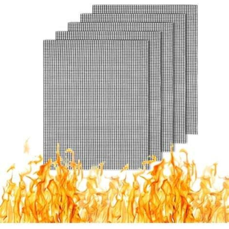 Grill-Netzmatte, 5 Stück, antihaftbeschichtete Grillmatte, wiederverwendbare Grillmatten, langlebige Barbecue-Netz-Kochmatte für Holzkohle, Gas,
