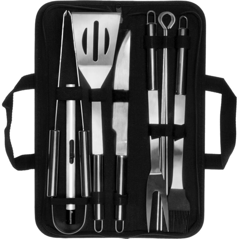 GRILL-Set, Besteck, Zubehör, 9-teilig im 9-in-1-Koffer + Feuerzeug