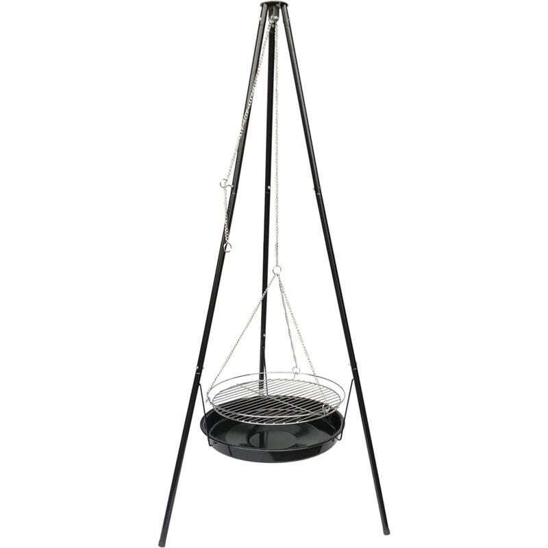 Landmann - Grillchef by Schwenkgrill 0542, Dreibein-Grill mit Grillrost und Feuerschüssel, Holzkohlegrill mit Kettenzug