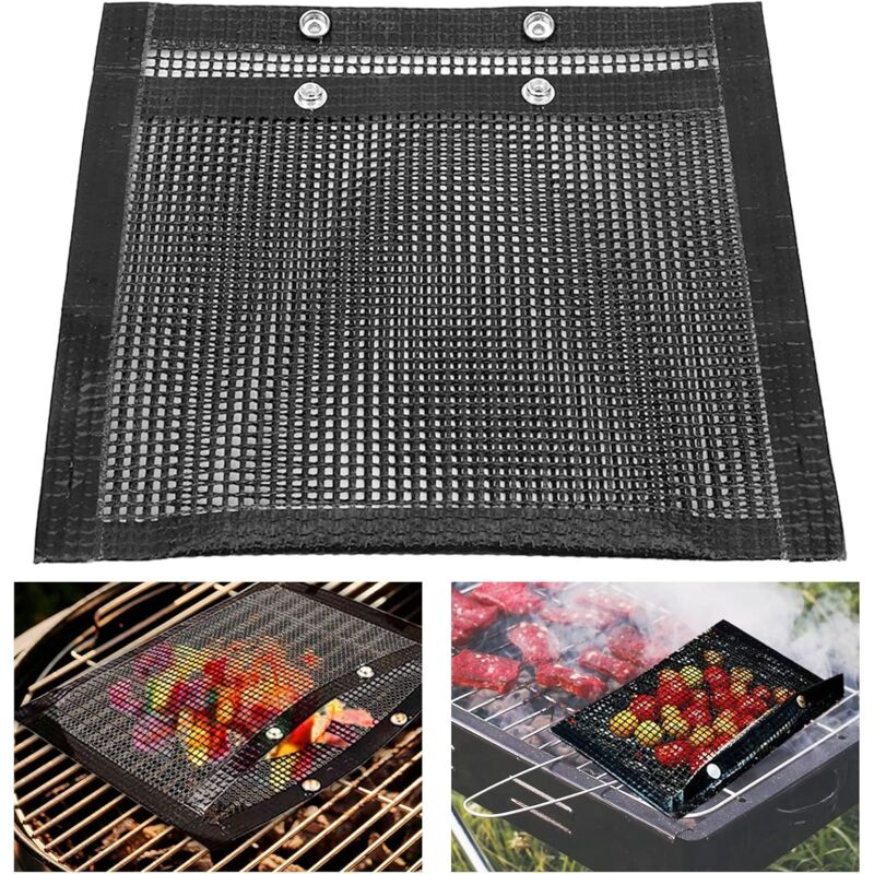 Grilltasche, Antihaft-Backmatte, hitzebeständige Grillmatte, Gasgrill, Holzkohlegrill, Elektrogrill, Backofen (22x27 Schwarz)