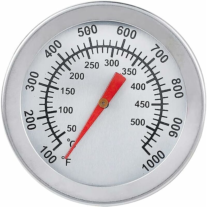 Grillthermometer, Edelstahl-Ofenthermometer, max. 500 °C/1000 °F, Analoganzeige-Thermometer für Backofen, Pizzaofen, Holzofen