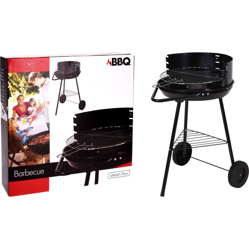BBQ - Grillwagen schwarz mit Räder Gartengrill Holzkohlegrill Standgrill Rundgrill