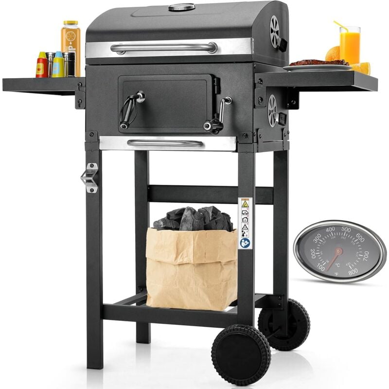 Liferun - Grillwagen,Holzkohlegrill, bbq Smoker,Holzkohlegrill,Kohlegrill Wagen für Camping und Garten