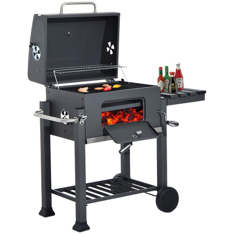Skecten - Grillwagen,Holzkohlegrill,Standgrill Gartengrill Kohlegrill für Outdoor,BBQ Schwarz 107x115x68cm