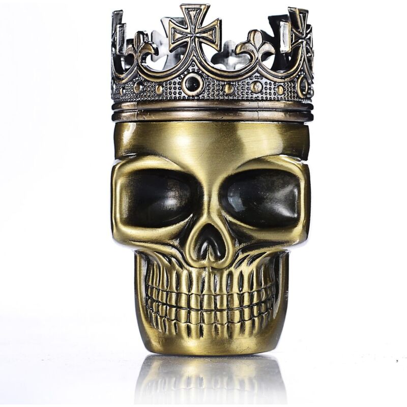 Linghhang - Grinder King Skull Age Gekrönter Königsschädel, Pollenzerkleinerer für Gewürze, Kaffee, Kräutergewürze (Bronze)