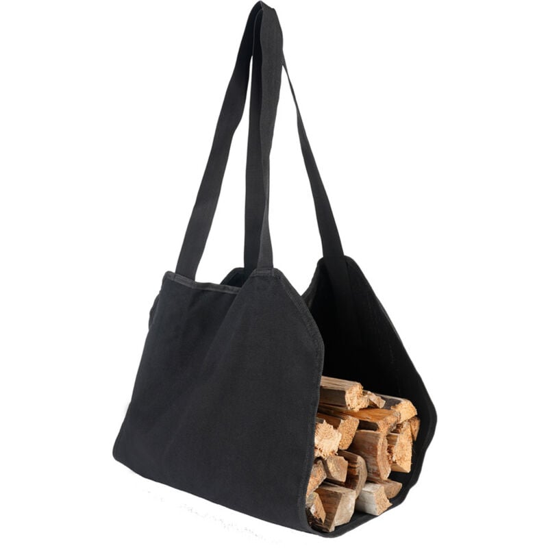 Große Tragetasche aus Segeltuch für Brennholz, 100 x 50 cm, wasserdicht, Aufbewahrungstasche für Brennholz, für drinnen und draußen, gewachster