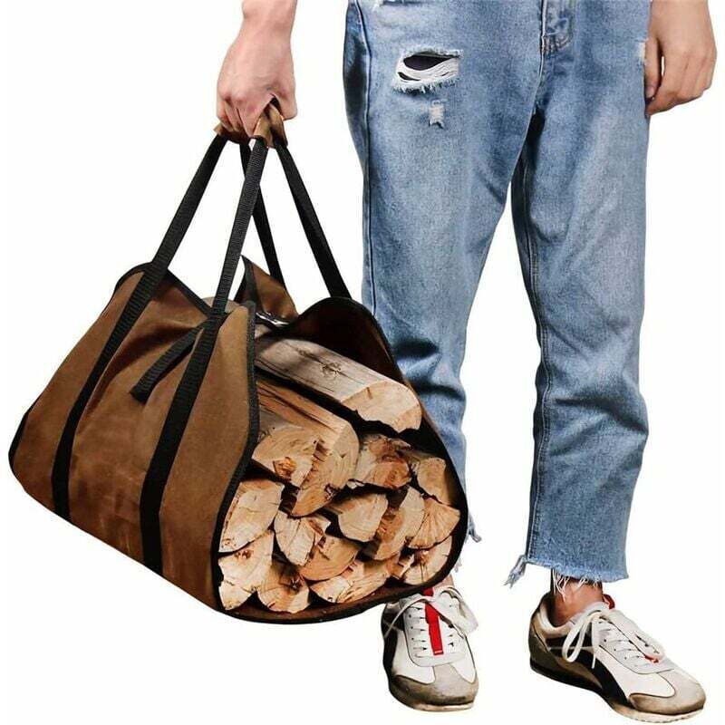 Große Tragetasche für Brennholz, Canvas-Tasche für Kaminholz, wasserabweisende Tragetasche für Holzscheite, faltbares Kaminzubehör, ideal für