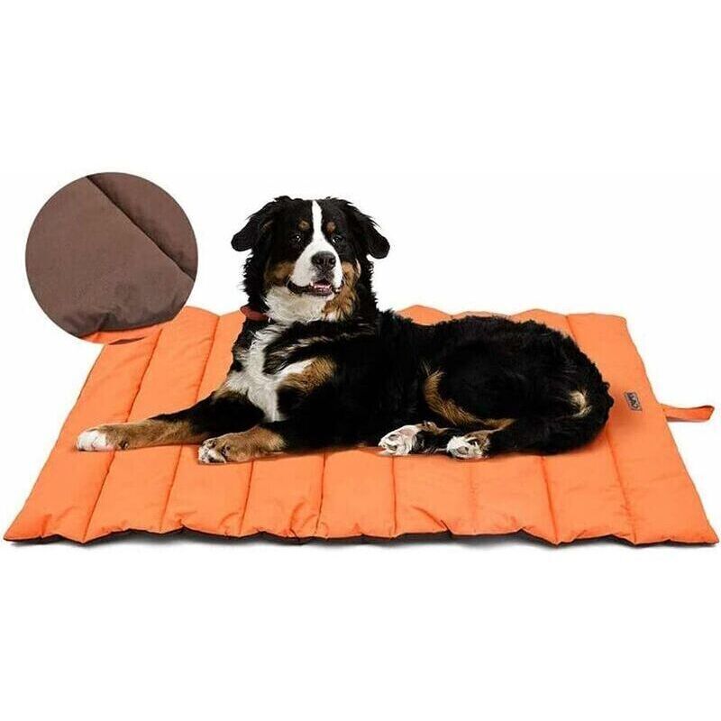 Große/mittelgroße Hundematte, tragbares Hundebett, Katzenbett, wasserdichtes Hundekissen, große Reisedecke für Haustiere, 110 x 68 cm (Orange)