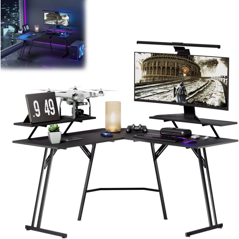 Großer Gaming Tisch Schreibtisch Eckschreibtisch L-förmiger Computertisch Ergonomisches PC-Tisch mit Ecke 120X73x46cm Multifunktionaler Robuste