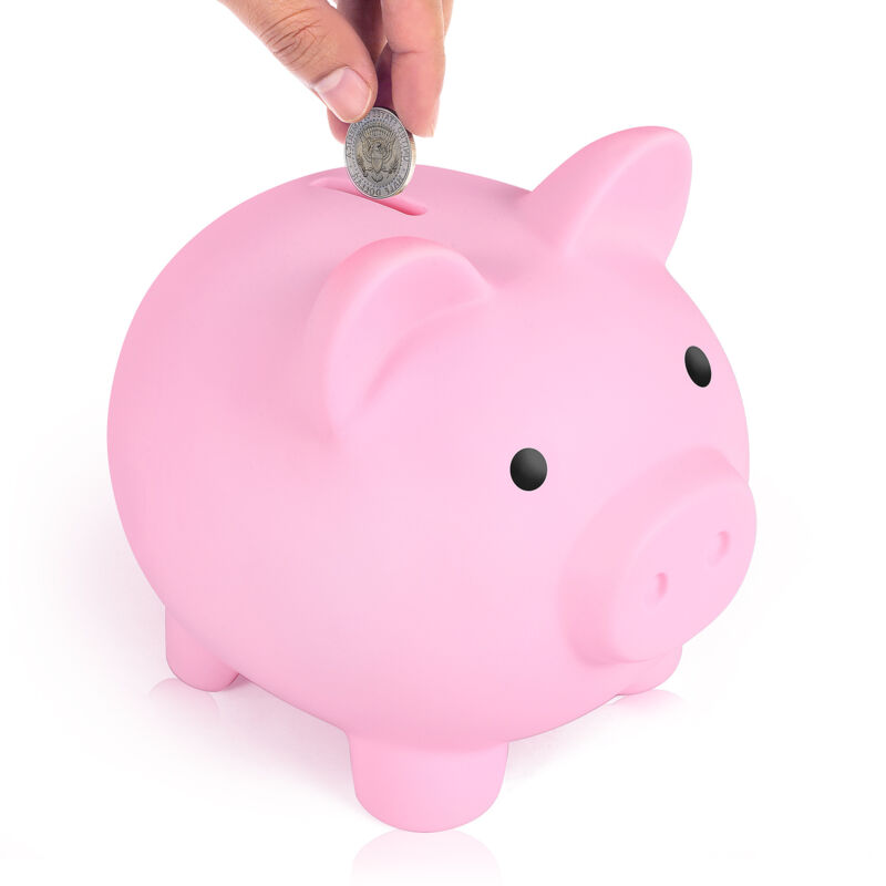 Tlily - GroßEs Sparschwein, Unzerbrechliche Plastik Sparen Dose, Spardose für MäDchen und , Praktische Geschenke Geburtstag (Rosa)