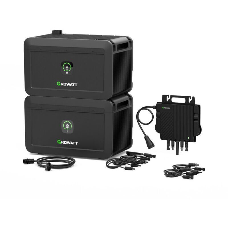 Growatt NOAH 2000 und NEO-800M-X 800W Mikro-Wechselrichter,4096Wh Speicher für Balkonkraftwerk,Balkonkraftwerk Speicher mit 1800W