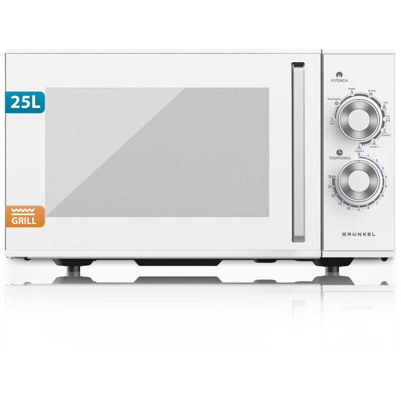 Mikrowelle mit/ohne Grill, 25 Liter, 900W + 1000W Grill 20MG 5-6 Stufen de Leistung, 3 Kombinationsmodi, Timer 30 min, Farbe White (mit Grill)