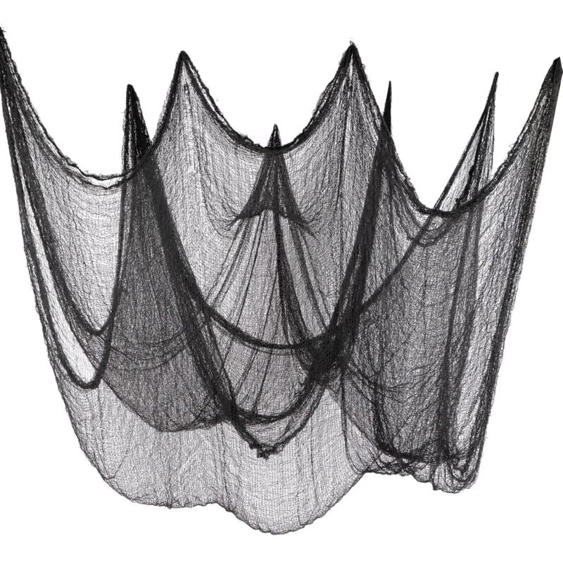 Gruseliges Halloween-Tuch zum Aufhängen, Halloween-Dekorationstuch für Halloween-Partys, Spukhäuser, Eingangstüren, 200 cm x 500 cm, Schwarz