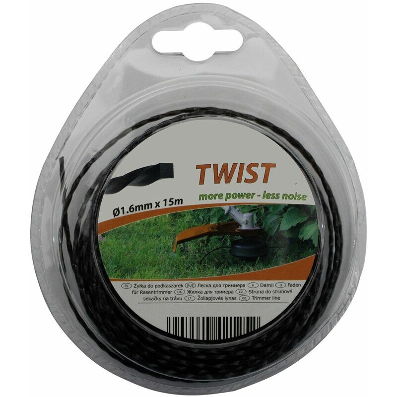 Mähfaden Trimmerfaden 1,6mm - 15 Meter Schwarz für Rasentrimmer Motorsense - Gt Elec