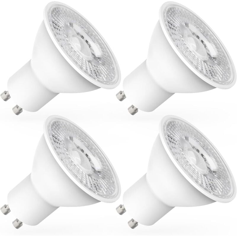 Jalleria - GU10-LED-Leuchtmittel, 5 w entspricht 60 w, 600 lm, Kaltweiß 6000 k, 120° breite Strahlen, LED-Spot-Leuchtmittel, 4er-Pack [Energieklasse