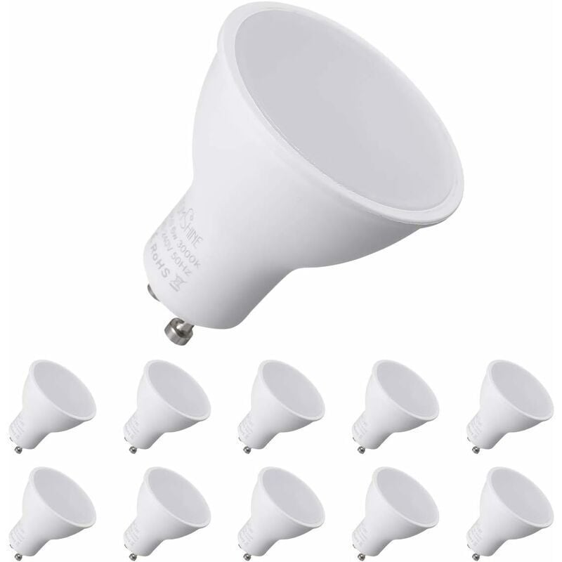 GU10 LED-Lampen, 7 W, entspricht 70 W Halogenlampe, 550 ml, Warmweiß 3000 K, 120° breiter Abstrahlwinkel, LED-Spotlampen, 10er-Pack [Energieklasse
