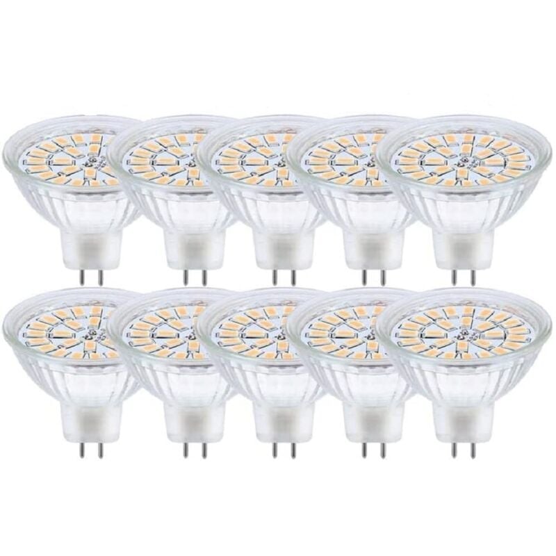 Aougo - GU5.3 LED-Leuchtmittel, MR16 led 12 v, 3 w, entspricht 30 w Halogenlampe, Warmweiß 3000 k, nicht dimmbare LED-Spot-Leuchtmittel, 10 Stück