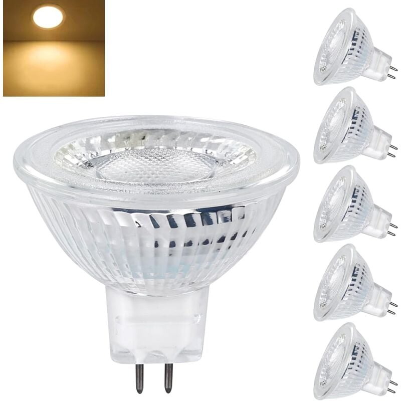 Ersandy - GU5.3 MR16 12 v LED-Leuchtmittel, 5 w, entspricht 40 w Halogenlampe, Warmweiß 2700 k, 350 lm, 12 v LED-Spot-Leuchtmittel, 120°