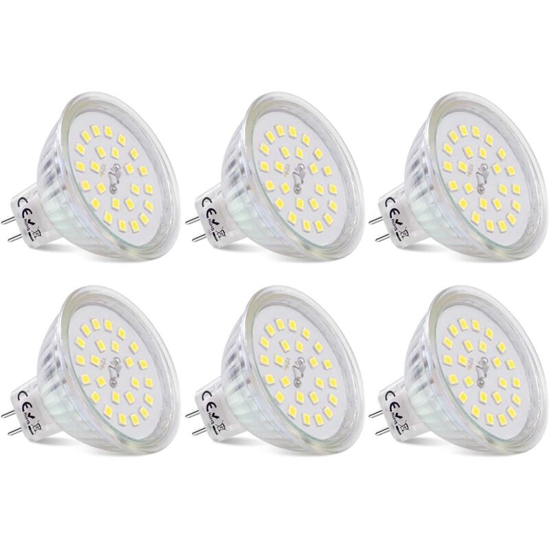 GU5.3 MR16 12V LED-Lampen, 3,8W entspricht 40W Halogen, GU5.3 LED-Spot, Kaltweiß 6000K, nicht dimmbar, 430 Lumen, MR16 LED-Lampe, 6er-Pack