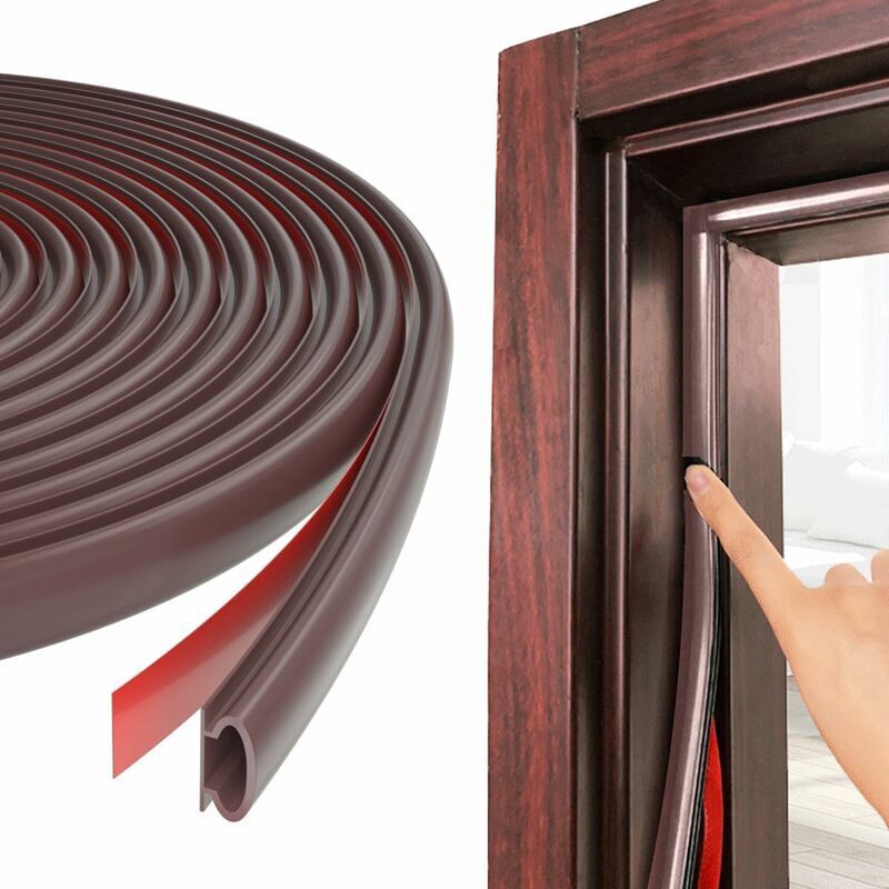 Tür- und Fensterdichtung, 6 m, braun, D-förmig, schalldichte Tür- und Fensterdichtung, für 2,5–6 mm Spalt, selbstklebender PVC-Dämmstreifen
