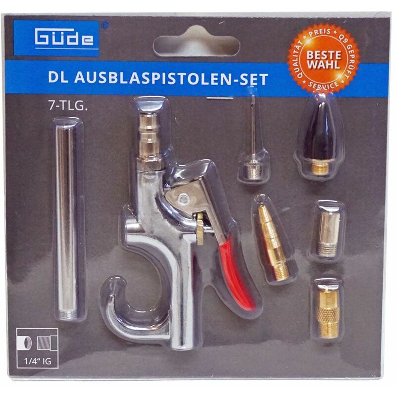 Druckluft Adapter Ausblaspistolen-Set Zubehör 7 tlg. Druckluftpistole - Güde