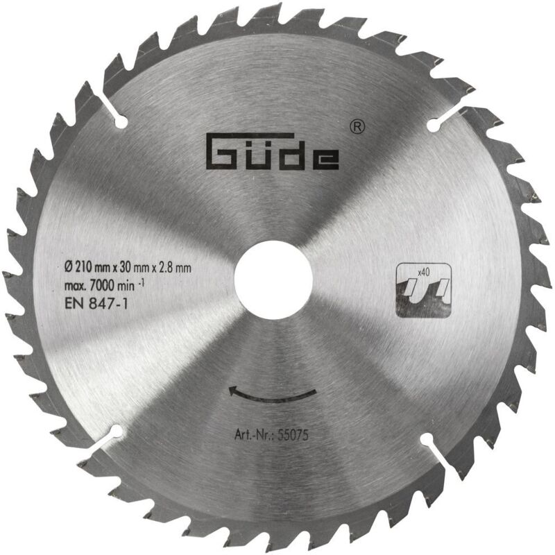 Güde Holzsägeblatt HM 210x30x40Z, Kapp-Gehrungssäge, Tischkreissäge