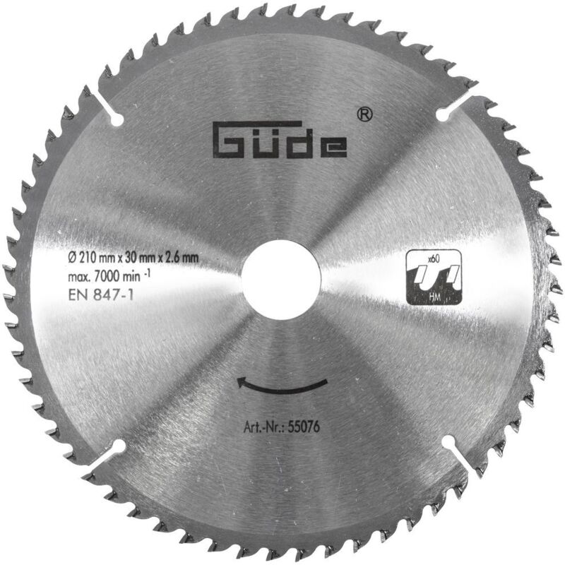 Güde - Holzsägeblatt hm 210x30x60Z, Kapp-Gehrungssäge, Tischkreissäge