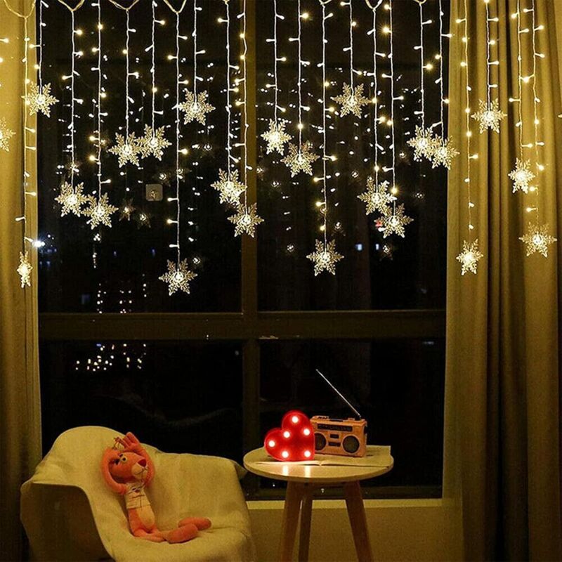 Lichterkette Lichtervorhang 3,5 m 96 LEDs Weihnachtsbeleuchtung IP44 Außen Innen 8 Beleuchtungsmodi Licht für Fensterdekoration Weihnachten Hochzeit