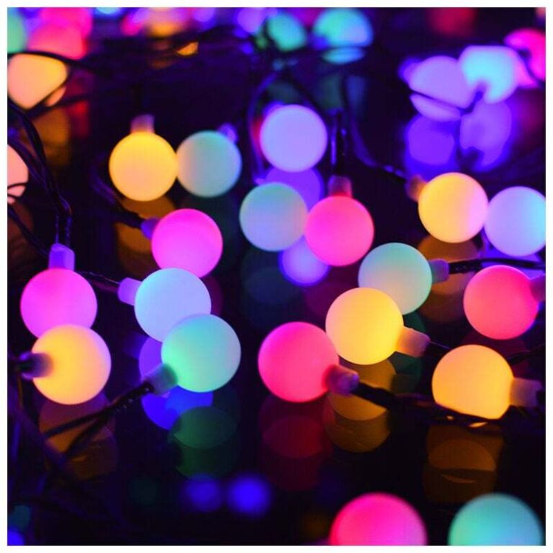 Solar-Lichterkette, 100 LEDs, farbige Lichterkette für außen und innen, IP65 wasserdicht, 8 Modi, leuchtende Kugeln, hübsche Dekoration für