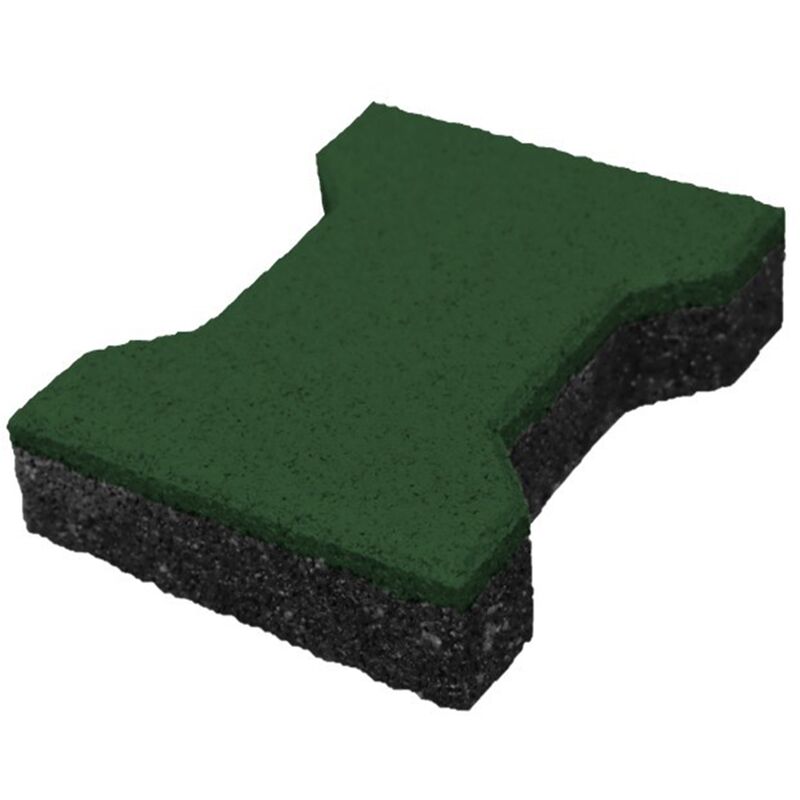 Gummiziegel - 43 mm - H-Form - Grün - Rutschfester Fallschutz-Bodenbelag für Sport-, Spielplatz & Stall