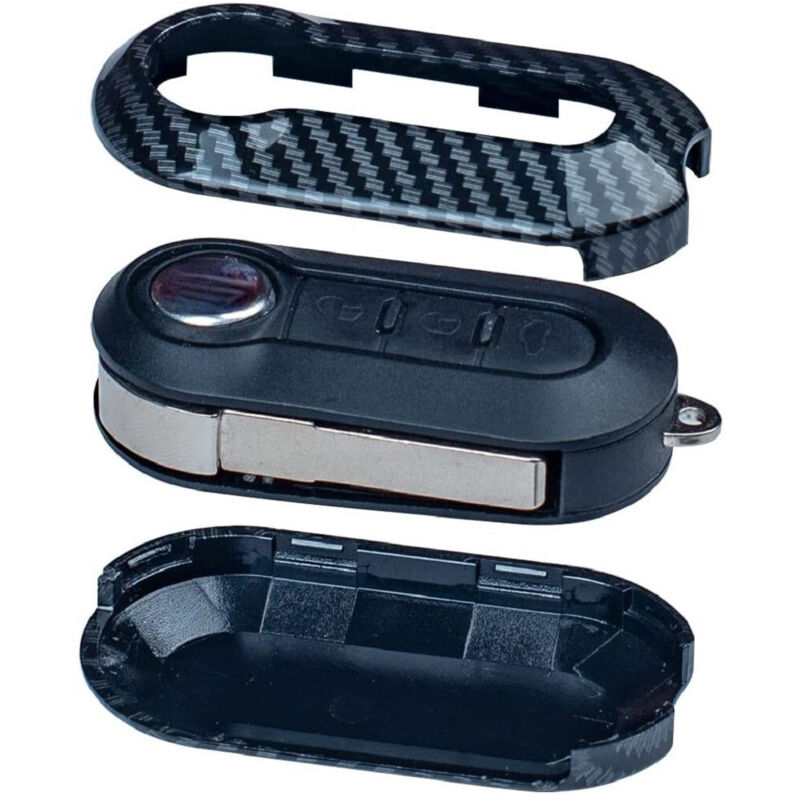 Trade Shop Traesio - Trade Shop - key gusc in carbon mit pad 3 tasti cover mit portachiavi für fiat lancia -
