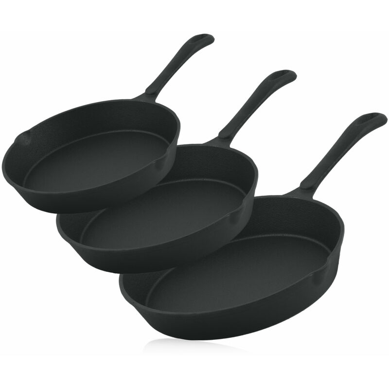 Gusseisen Brat und Steak Pfannen Set ø 16 cm, ø 20 cm, ø 24 cm - Bbq-toro