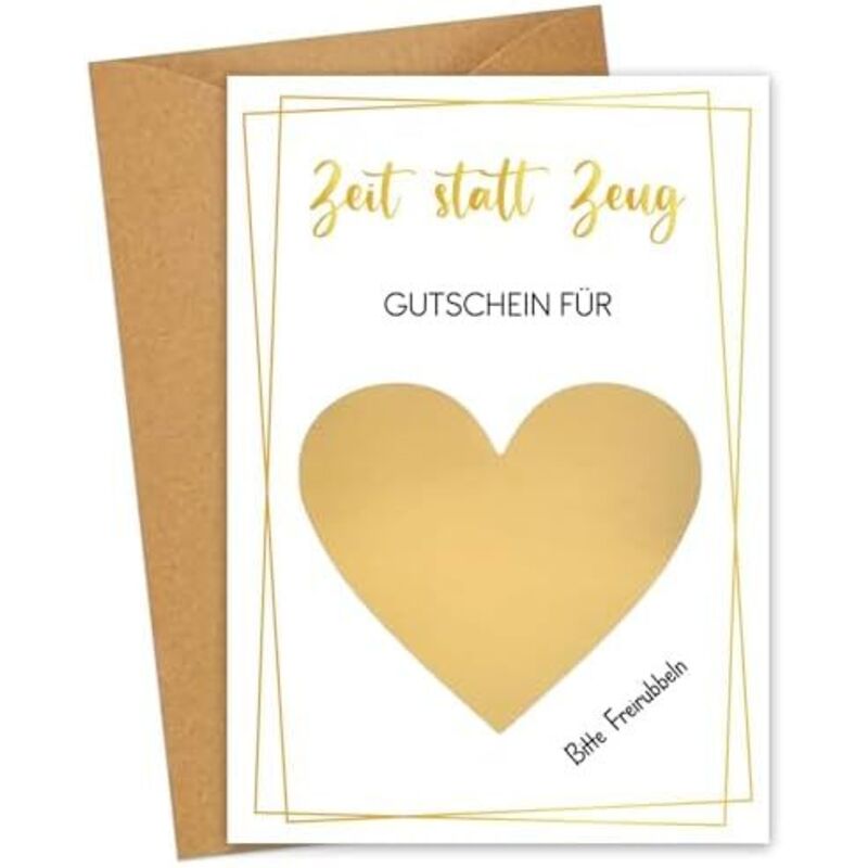 Gutscheine zum selber ausfüllen mit Rubbelaufkleber - Zeit anstatt Zeug Rubbelkarte Gutschein Verpackung - Gutschein Karte Zeit schenken zum