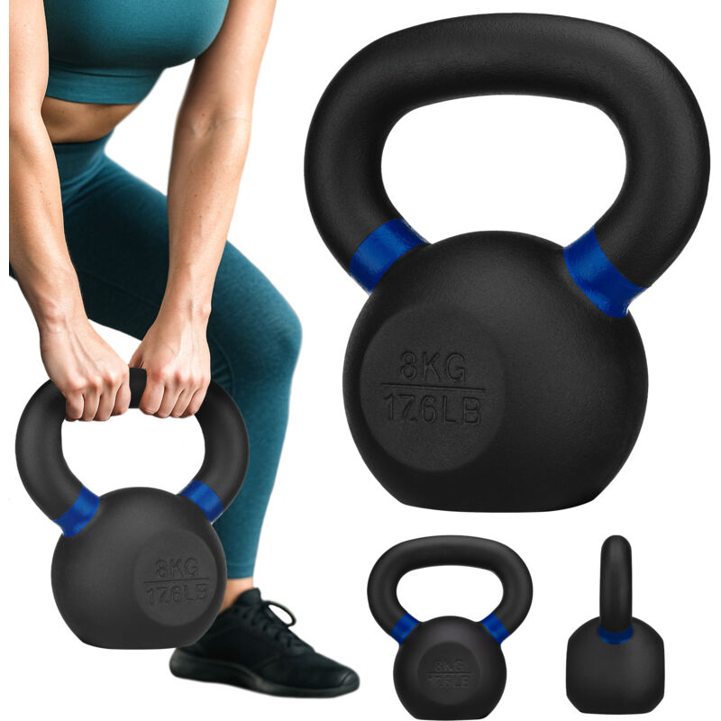 GYMTEK Gusseiserner Kettlebell Kugelhantel Schwunghantel 8 kg Hantel Workout