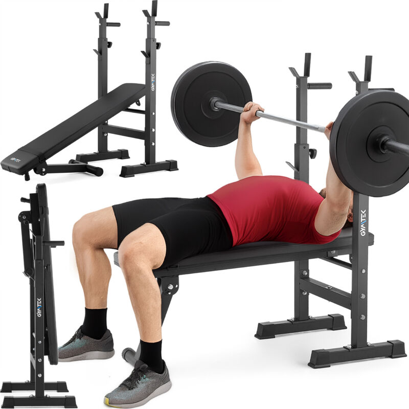 GYMTEK Hantelbank mit Ablage Fitnessbank Trainingsbank Verstellbar Klappbar