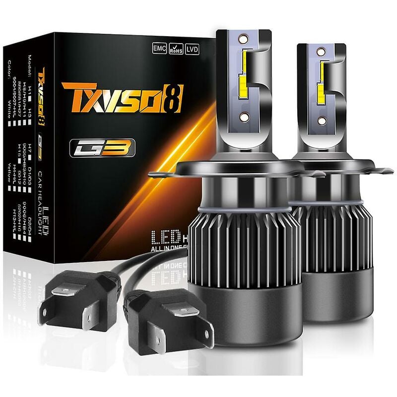 Woosien - H4/9003/hb2 Hi/Lo LED-Scheinwerferlampen, 2 Stück, wasserdicht, 100 w, 6000 k, 15000 LED-Lampen-Scheinwerfer-Kits