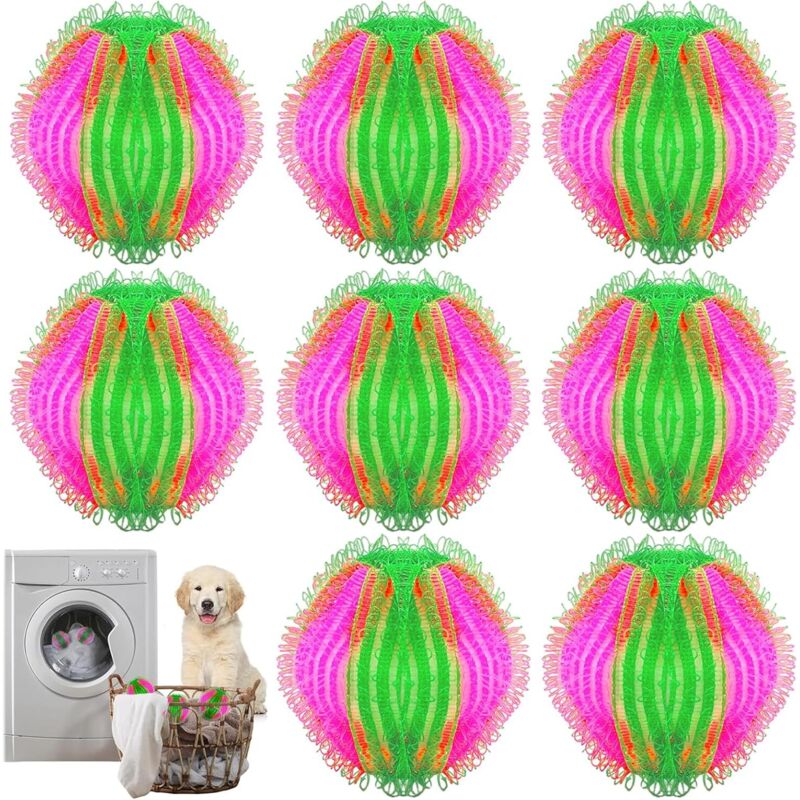 Haarentferner für die Waschmaschine, 8-teiliges Set mit wiederverwendbaren Haarfangbällen für die Waschmaschine, entfernt effektiv Katzen-, Hunde