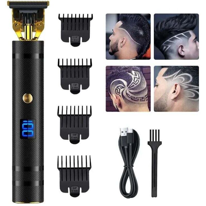 Herrenhaarschneider, professioneller elektrischer Barttrimmer, kabelloser Präzisionshaarschneider 0 mm Barttrimmer-Set mit LED-Anzeige für den Heim