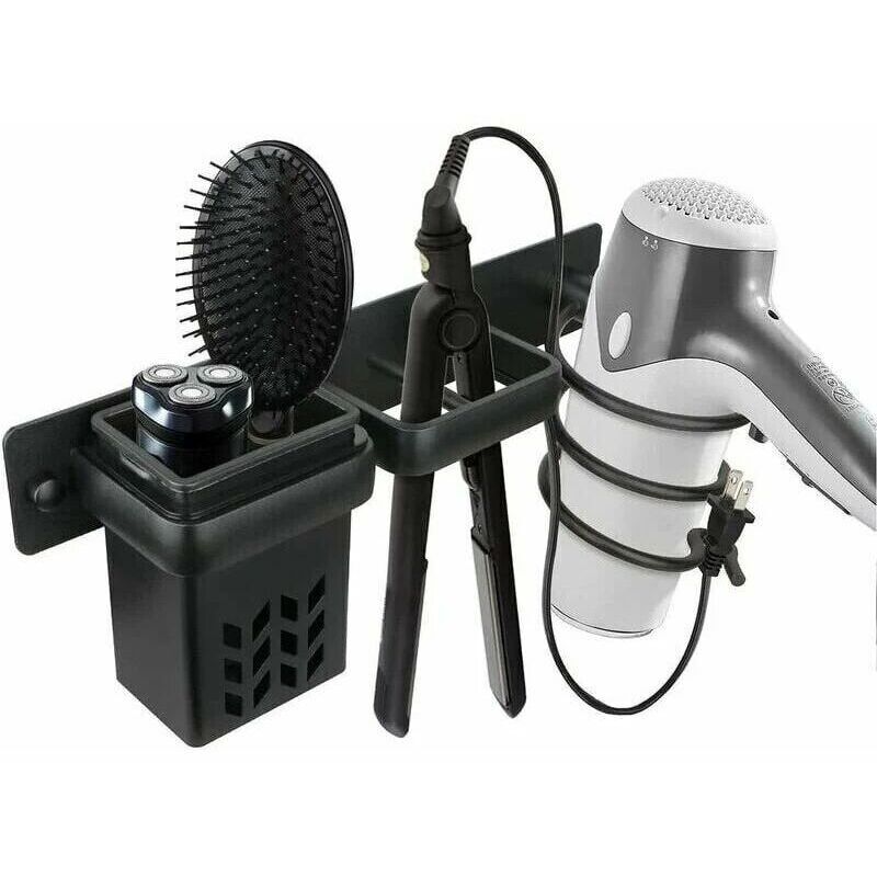 Jalleria - Haartrockner, Badezimmer-Aufbewahrungshalter, Zubehör, Organizer, Halter-Set und Glätteisen, professionelles Aluminium-Wandzubehör für,