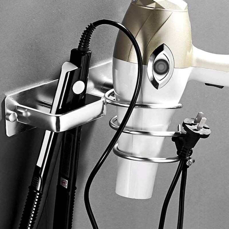 Haartrocknerhalter, Haartrocknerhalter und Glätteisenhalter, Haartrocknerhalter aus Aluminium – für Badezimmer, Toilette, Haartrockner, Glätteisen