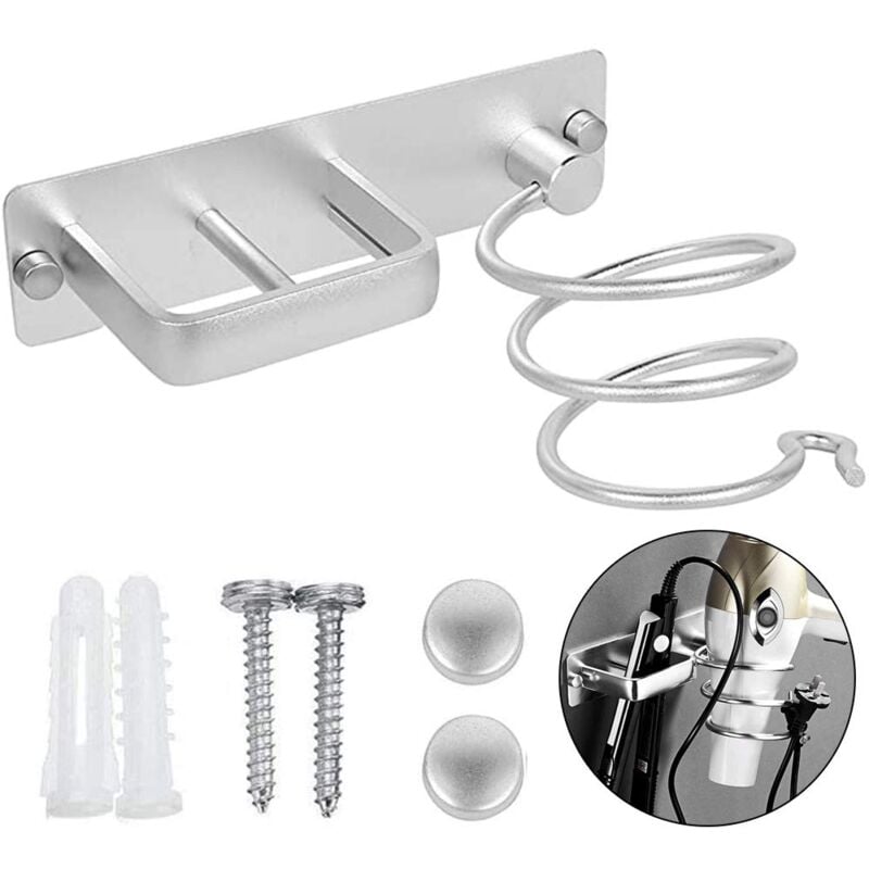Beijiyi - Haartrocknerhalter, wandmontierter Haartrocknerhalter aus Aluminium für Haarglätter, kann Haartrockner, Haarglätter, Haarbürste usw.