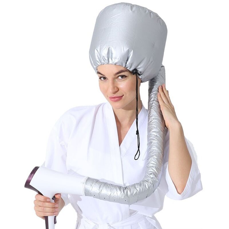 Haartrocknerhaube mit Gummiband, grau