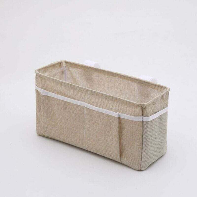 Hängender Aufbewahrungskorb für Kopfteil, Etagenbett, Schlafsaal, Bücher, Telefon, Zeitschriften, Bett, Nachttisch, einfach zu installieren (Beige)