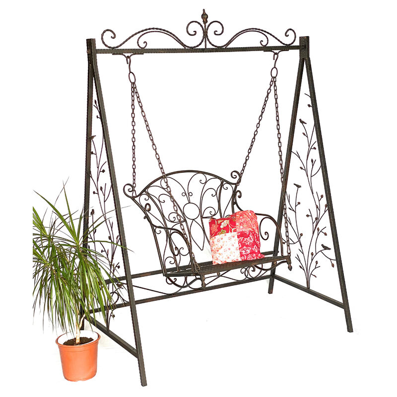 Hollywoodschaukel Metall Antik Gartenschaukel 18811+1868 Hängesessel Hängestuhl mit Gestell Schmiedeeisen Schaukel Garten - Dandibo