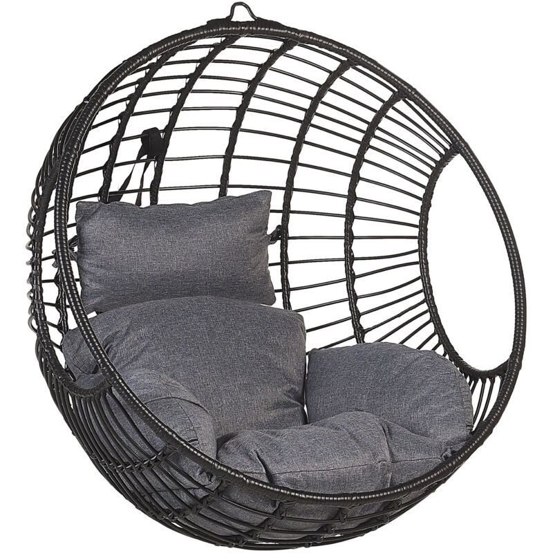 Hängesessel ASPIO Polyrattan Schwarz